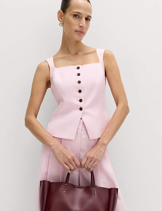 Tailored Strappy Cropped Waistcoat with Linen