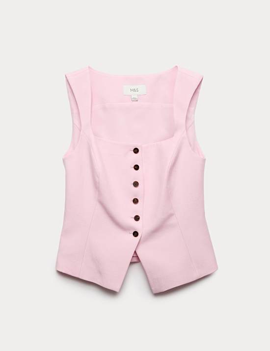 Tailored Strappy Cropped Waistcoat with Linen