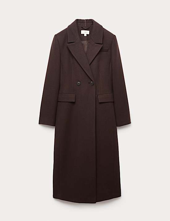 Waisted Double Breasted Longline Tailored Coat