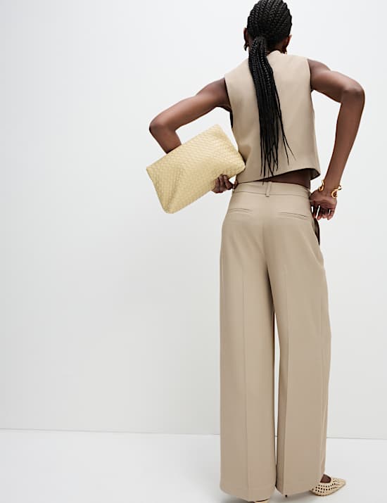 Single Pleat Wide Leg Trousers
