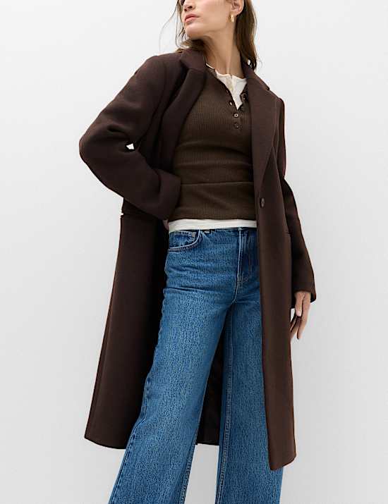 Longline Tailored Coat with Wool