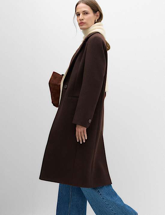 Longline Tailored Coat with Wool