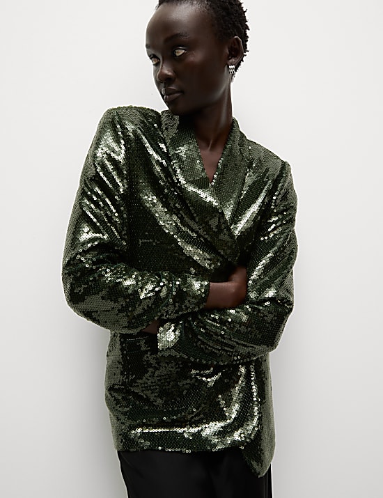 Ruimvallende blazer met versiering en enkele rij knopen