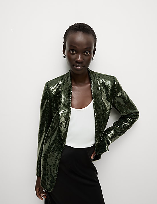 Ruimvallende blazer met versiering en enkele rij knopen