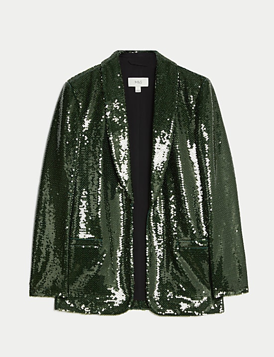 Ruimvallende blazer met versiering en enkele rij knopen