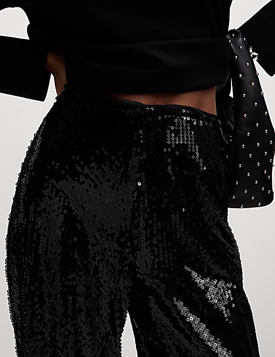 Hose mit weitem Bein und Pailletten