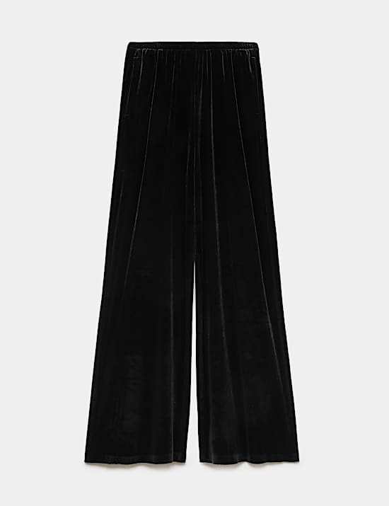 Velvet Pull On Wide Leg Trousers