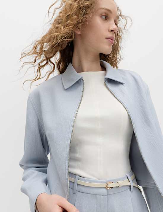 Zip Through Jacket with Linen