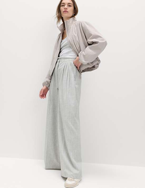 Pleat Front Wide Leg Palazzo Trousers