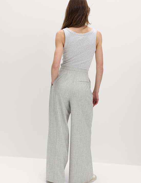 Pleat Front Wide Leg Palazzo Trousers