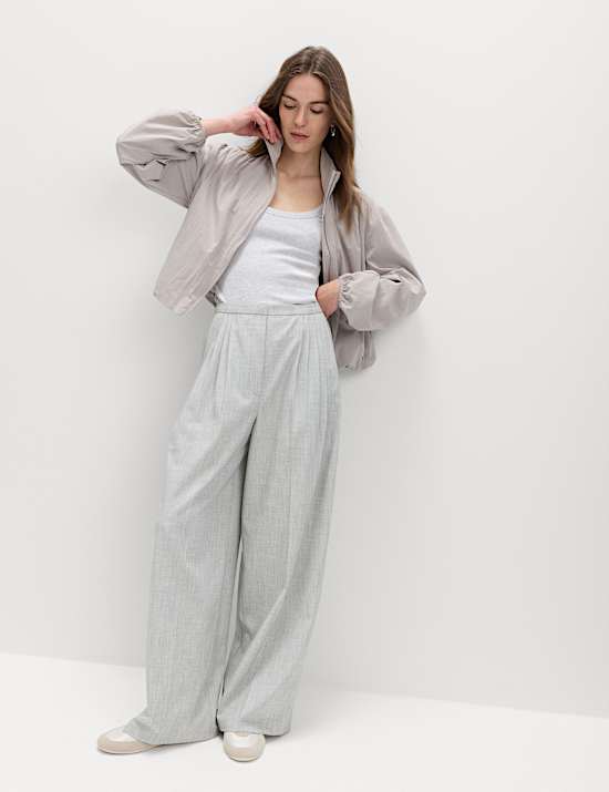 Pleat Front Wide Leg Palazzo Trousers