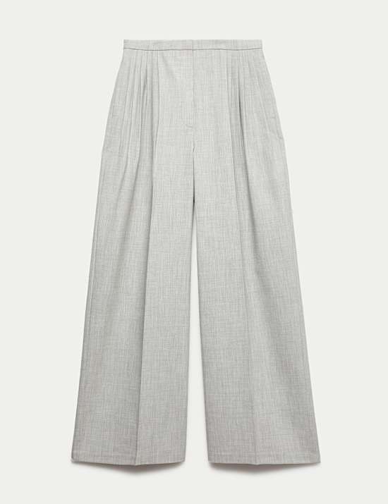Pleat Front Wide Leg Palazzo Trousers