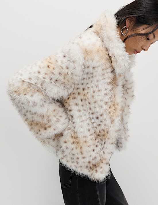 Snow Leopard Faux Fur Short Jacket