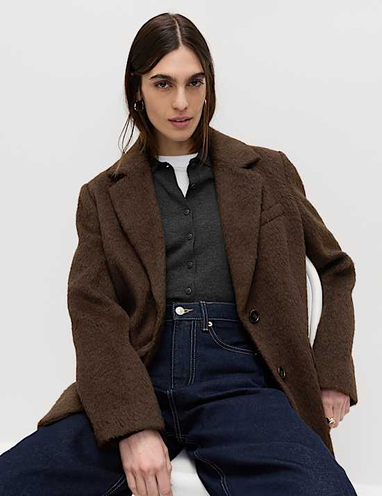 Wool blend brushed blazer