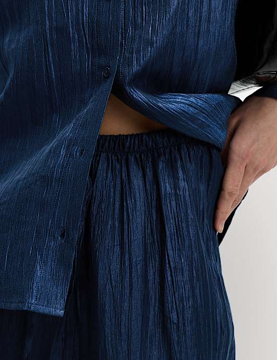 Pantalon coupe large en Lyocell à finition froissée