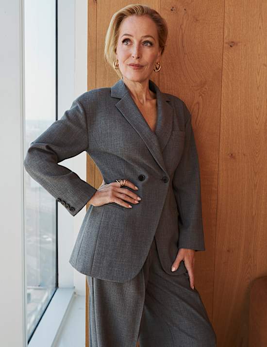 Blazer crois&eacute; coupe longue &agrave; taille ajust&eacute;e