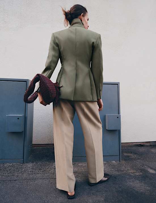 Pleat Front Carrot Leg Trousers