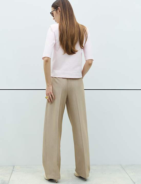 Pleat Front Carrot Leg Trousers
