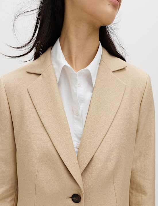 Lyocell Rich Single Breasted Blazer with Linen