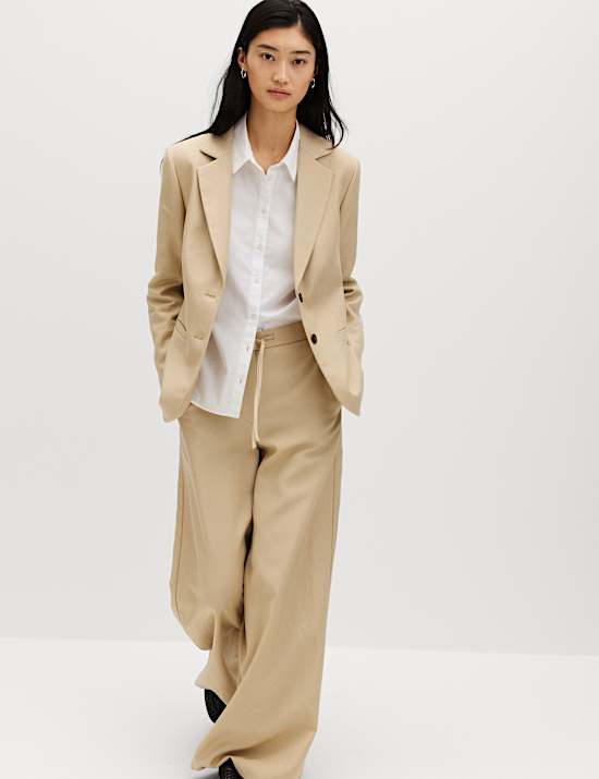 Lyocell Rich Single Breasted Blazer with Linen