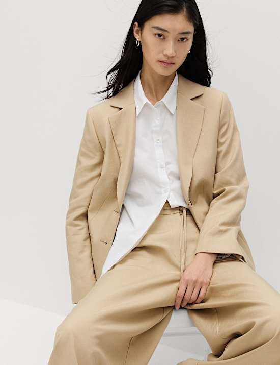 Lyocell Rich Single Breasted Blazer with Linen
