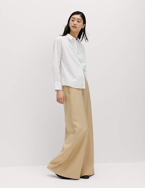 Lyocell Rich Palazzo Trousers with Linen