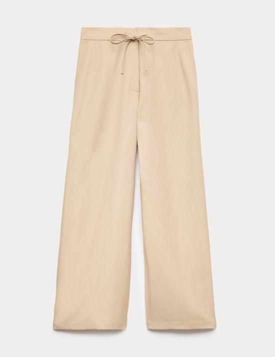 Lyocell Rich Palazzo Trousers with Linen