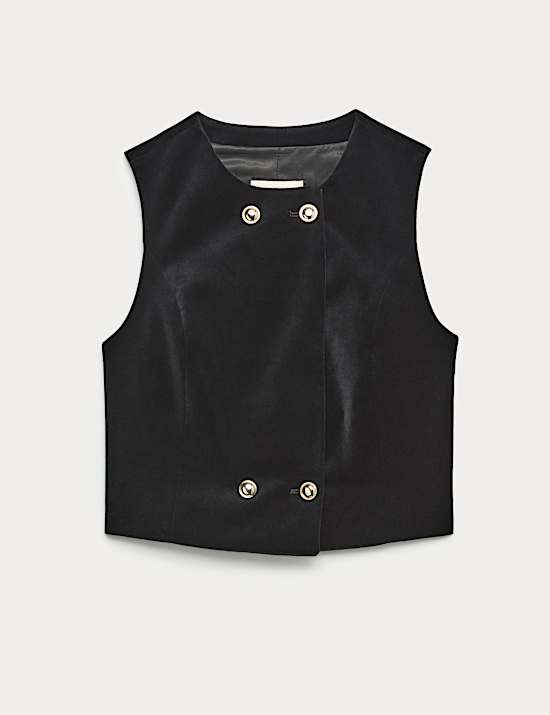 Velvet Cotton Rich Double Breasted Waistcoat