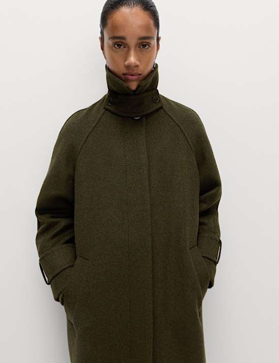 Wool Blend Collared Car Coat