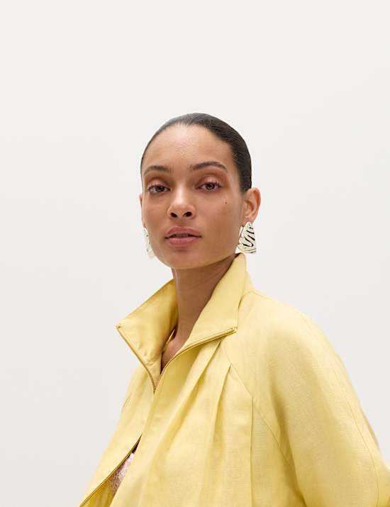Blouson d'aviateur en lyocell avec lin