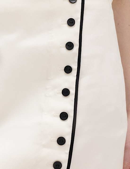 Minirok van linnenmix met contrasterende bies