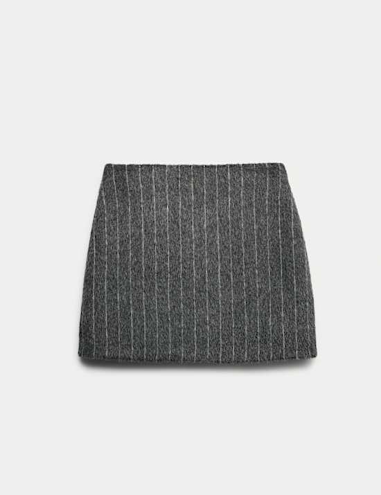 Minifalda de corte en A de raya diplom&aacute;tica cepillada