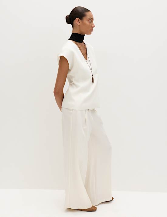 Tie Front Wrap Detail Waistcoat with Linen