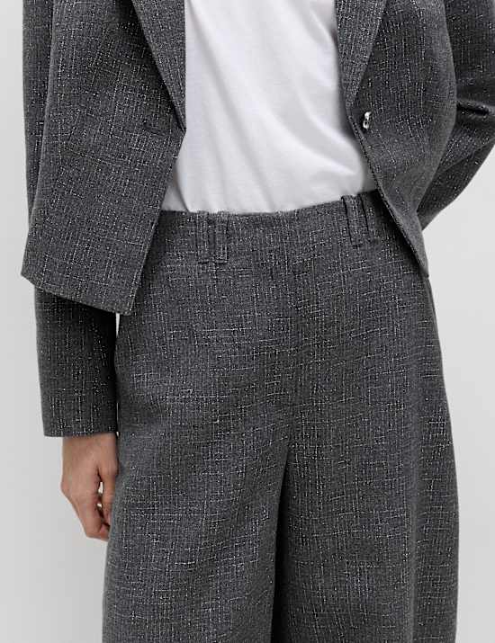 Metallic Lurex Barrel Leg Trousers