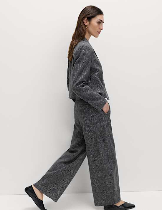 Metallic Lurex Barrel Leg Trousers