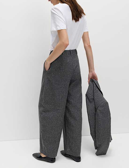 Metallic Lurex Barrel Leg Trousers