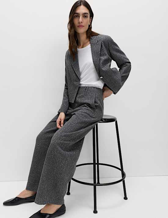 Metallic Lurex Barrel Leg Trousers