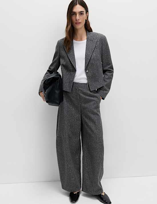 Metallic Lurex Barrel Leg Trousers