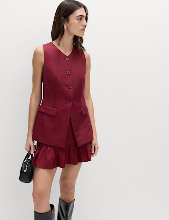 Satin Ruffle Mini A-Line Skirt