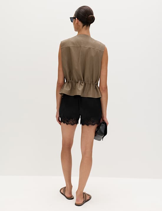 Satin Lace Trim Shorts