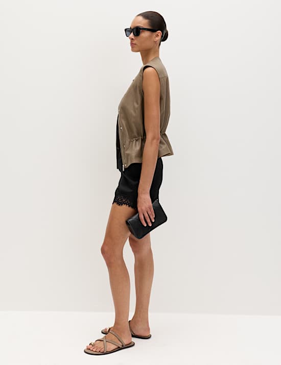 Satin Lace Trim Shorts