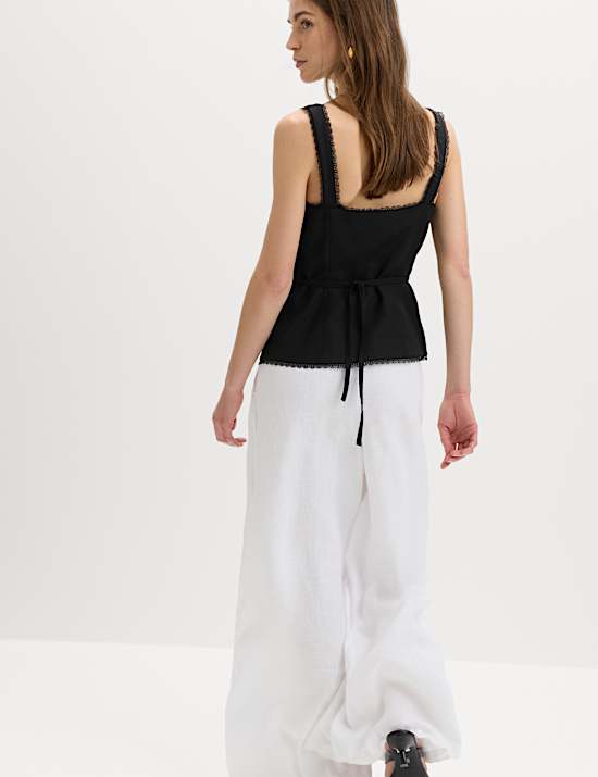 Lyocell Rich Lace Trim Waistcoat with Linen