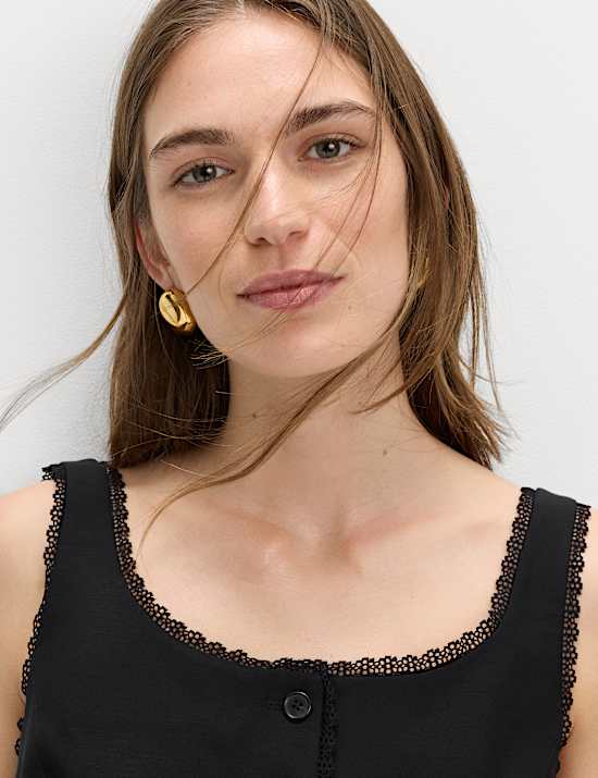 Lyocell Rich Lace Trim Waistcoat with Linen