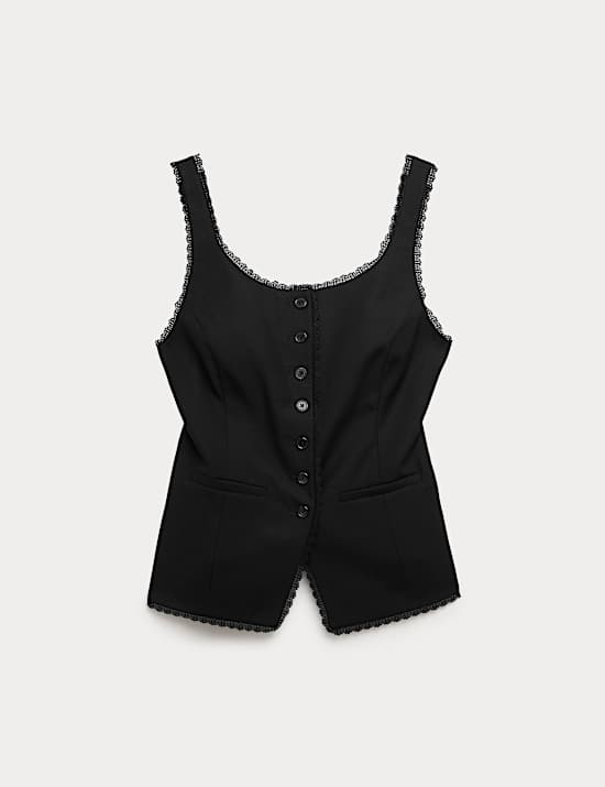 Lyocell Rich Lace Trim Waistcoat with Linen
