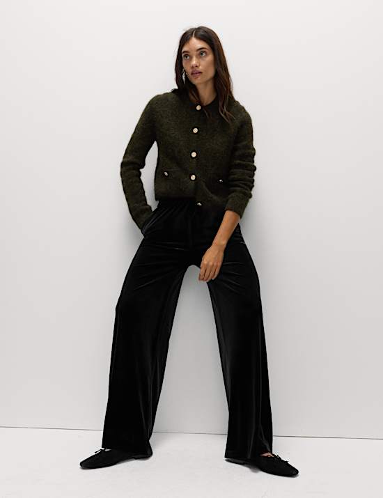Fluid Velvet Wide Leg Trousers