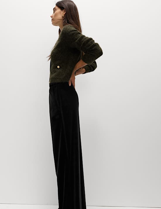 Fluid Velvet Wide Leg Trousers