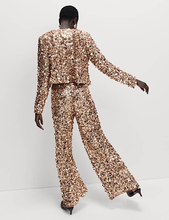 Pantalon large, orné de sequins