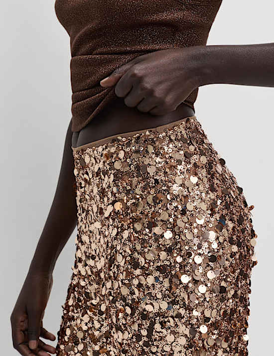 Pantalon large, orné de sequins