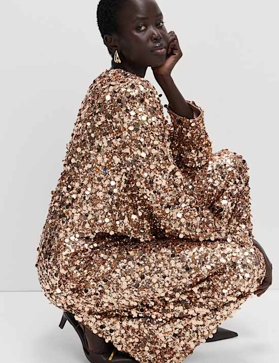 Pantalon large, orné de sequins