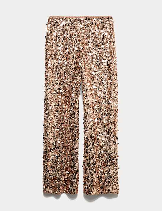 Pantalon large, orné de sequins